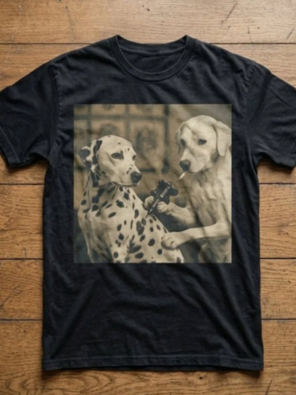 Vintage Tattoo Dog Graphic Tee Funny Y2K Aesthetic Streetwear Shirt